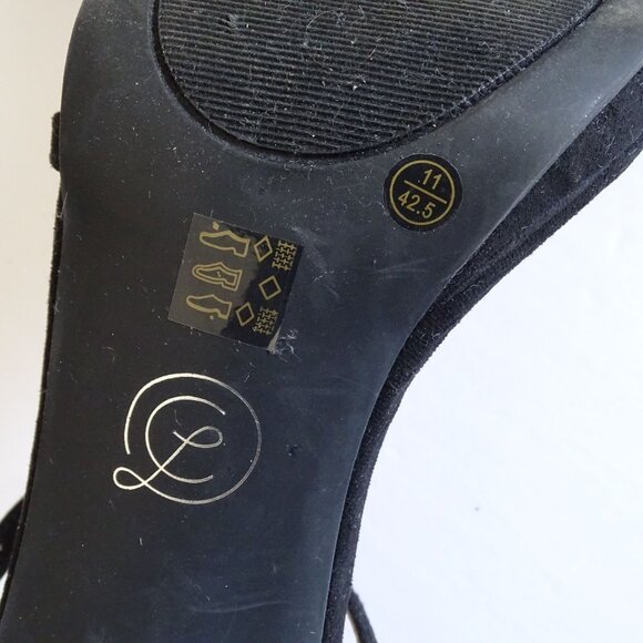 Chinese Laundry Black Suede Strappy Block Heels Sandals Women Size 11 42.5 - Picture 7 of 9